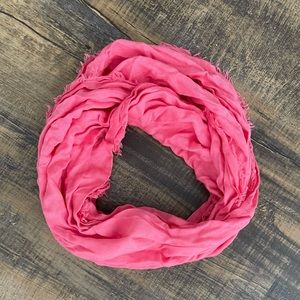 Frayed edge coral/ pink infinity scarf